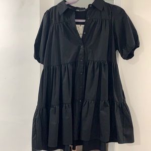 NEW! Zara Poplin Shirt Dress in Black Size Medium